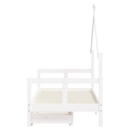 Kinderbedframe met lades 80x160 cm massief grenenhout wit