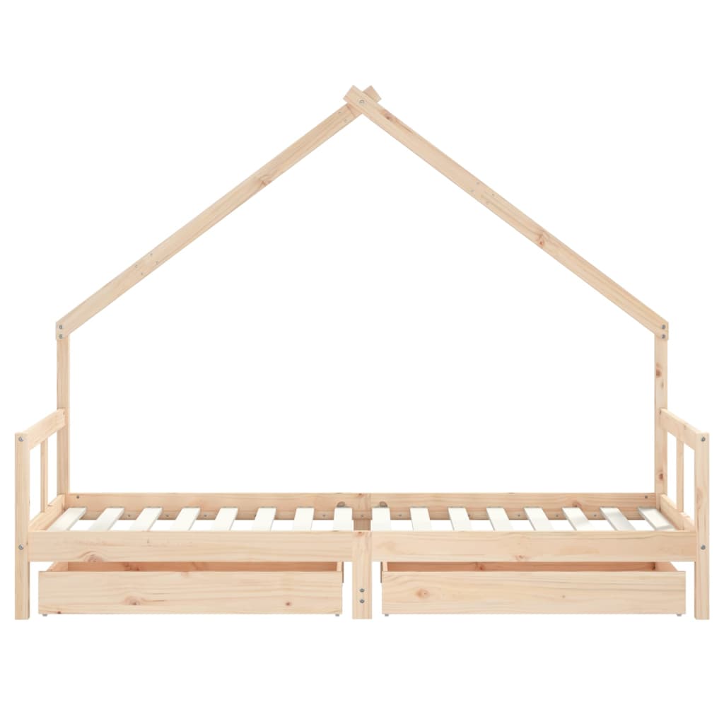 Kinderbedframe met lades 80x200 cm massief grenenhout