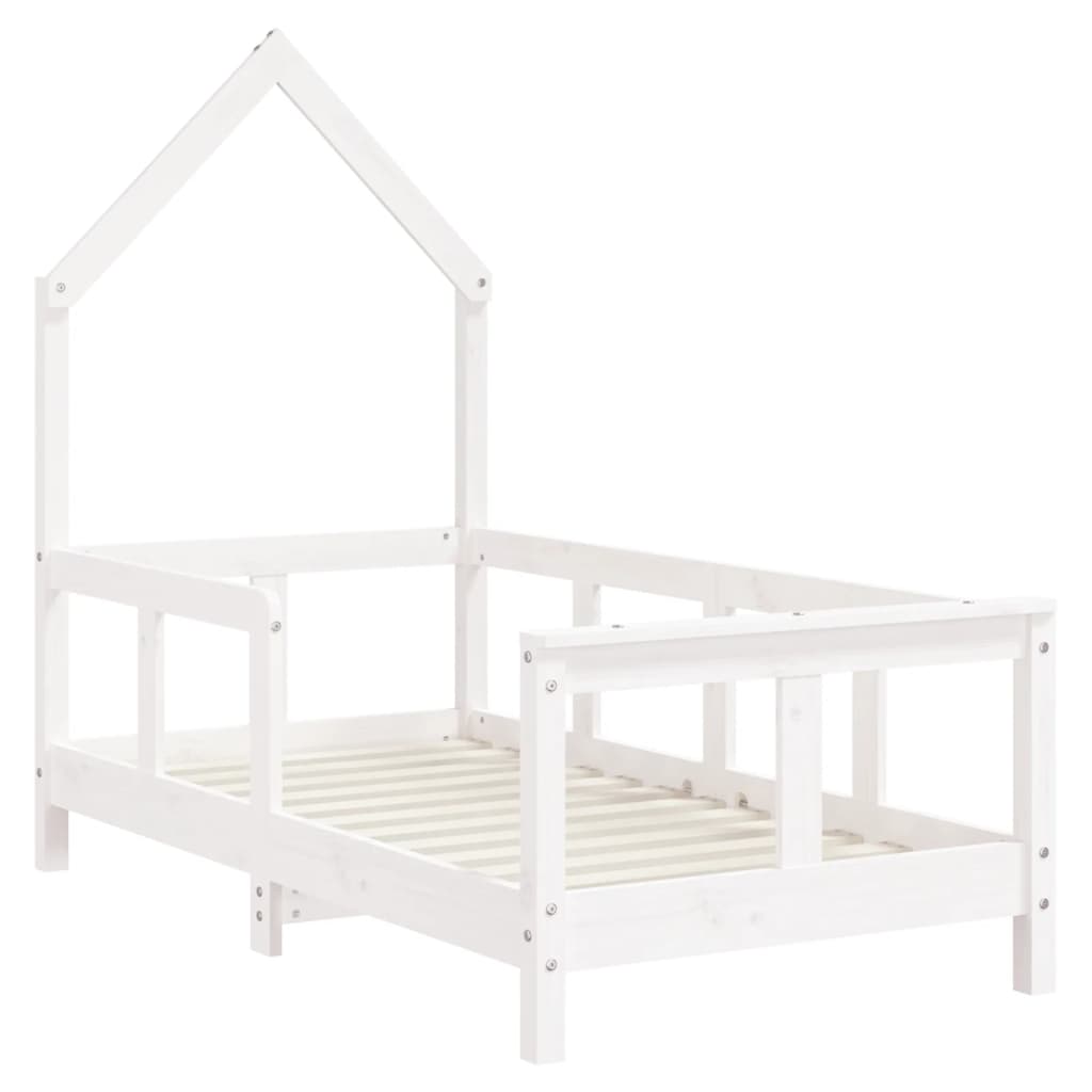 Kinderbedframe 70x140 cm massief grenenhout wit