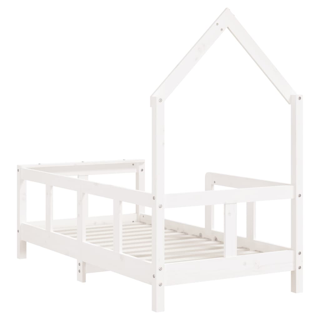 Kinderbedframe 70x140 cm massief grenenhout wit