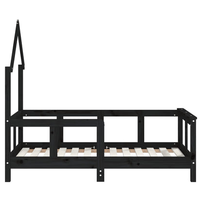 Kinderbedframe 70x140 cm massief grenenhout zwart