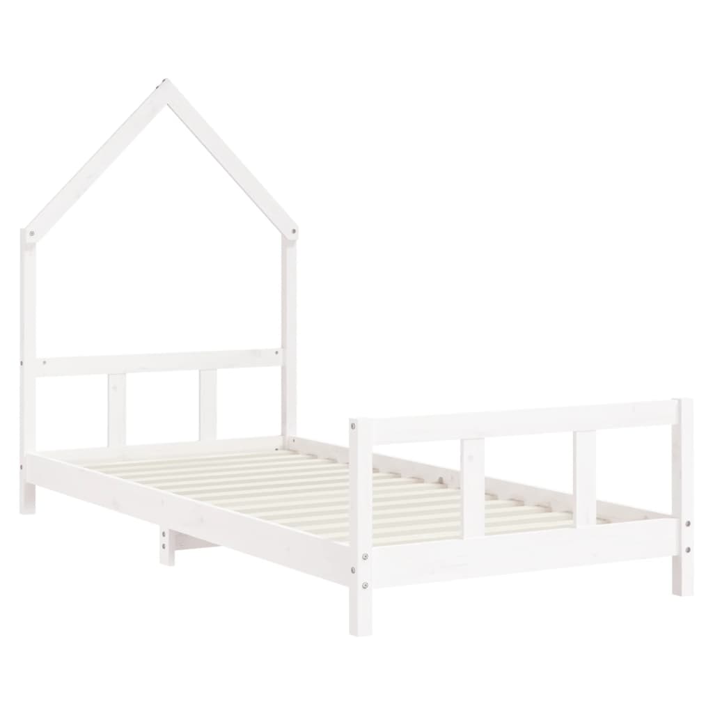 Kinderbedframe 90x190 cm massief grenenhout wit