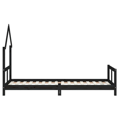 Kinderbedframe 80x200 cm massief grenenhout zwart