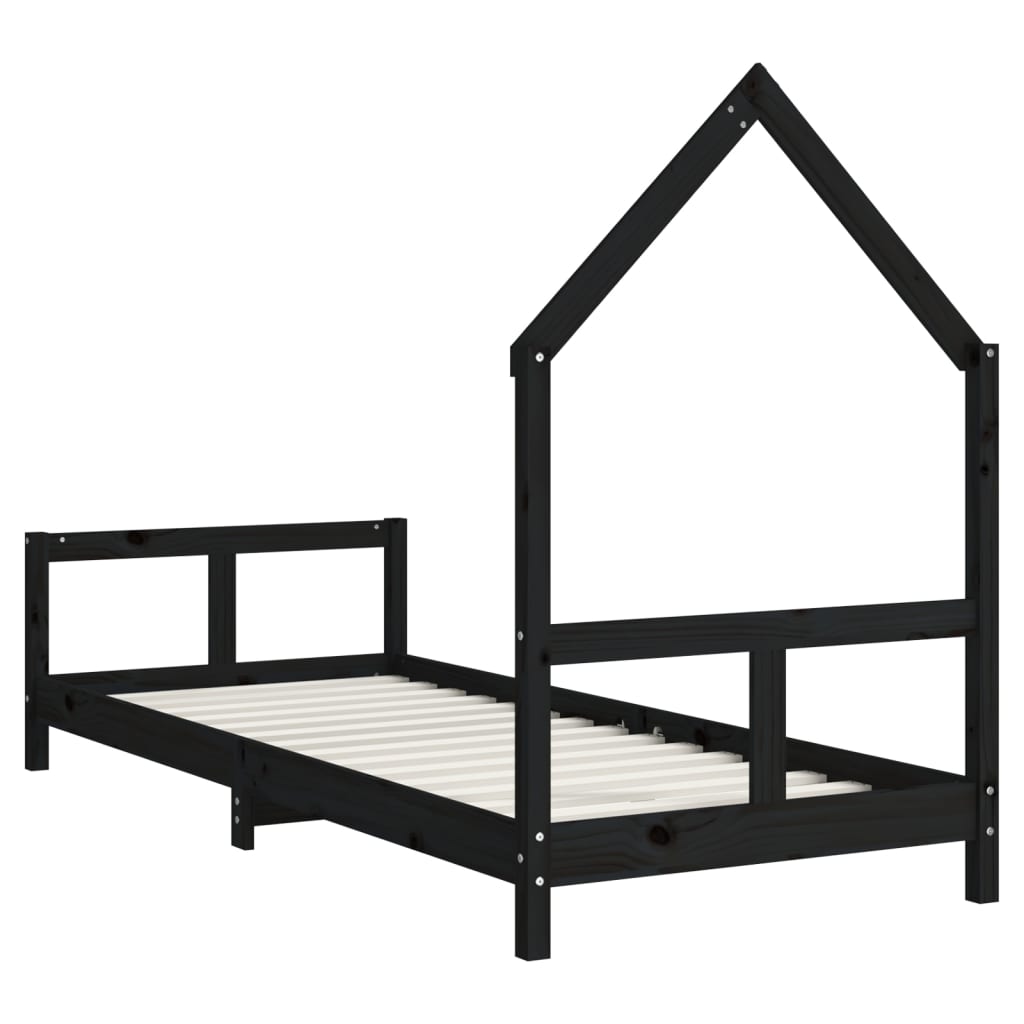 Kinderbedframe 80x200 cm massief grenenhout zwart