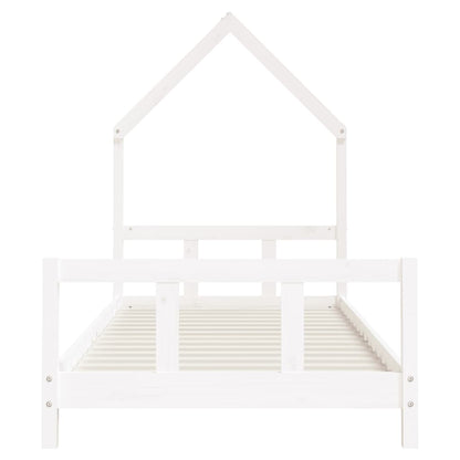 Kinderbedframe 90x200 cm massief grenenhout wit