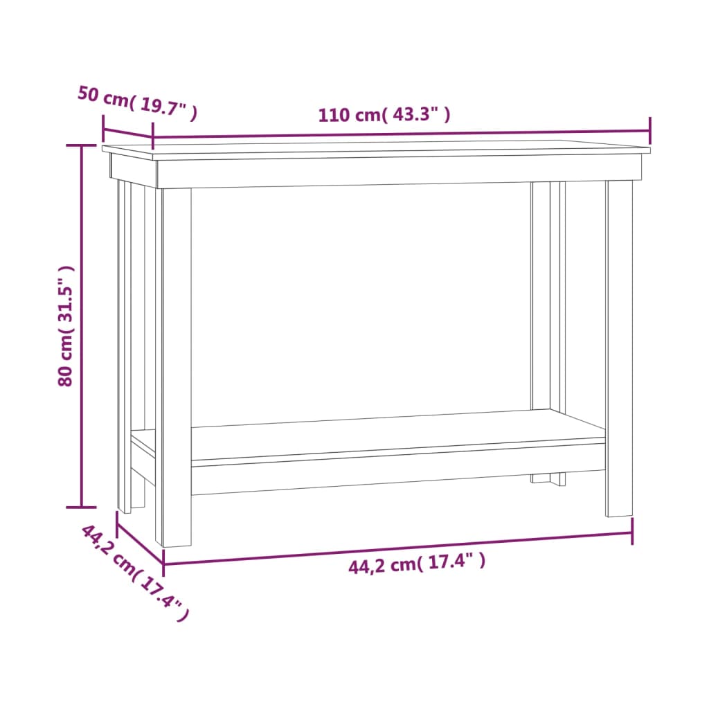 Werkbank 110x50x80 cm massief grenenhout