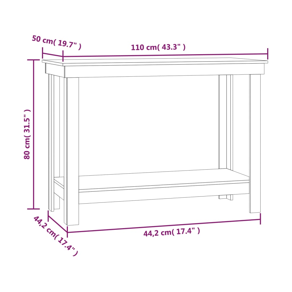 Werkbank 110x50x80 cm massief grenenhout grijs