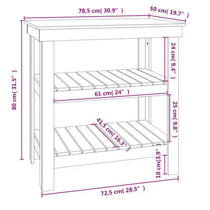 Werkbank 78,5x50x80 cm massief grenenhout