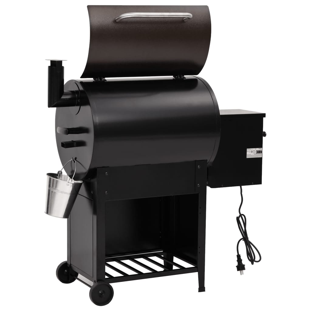 Pelletbarbecue met schoorsteen 104 cm ijzer zwart