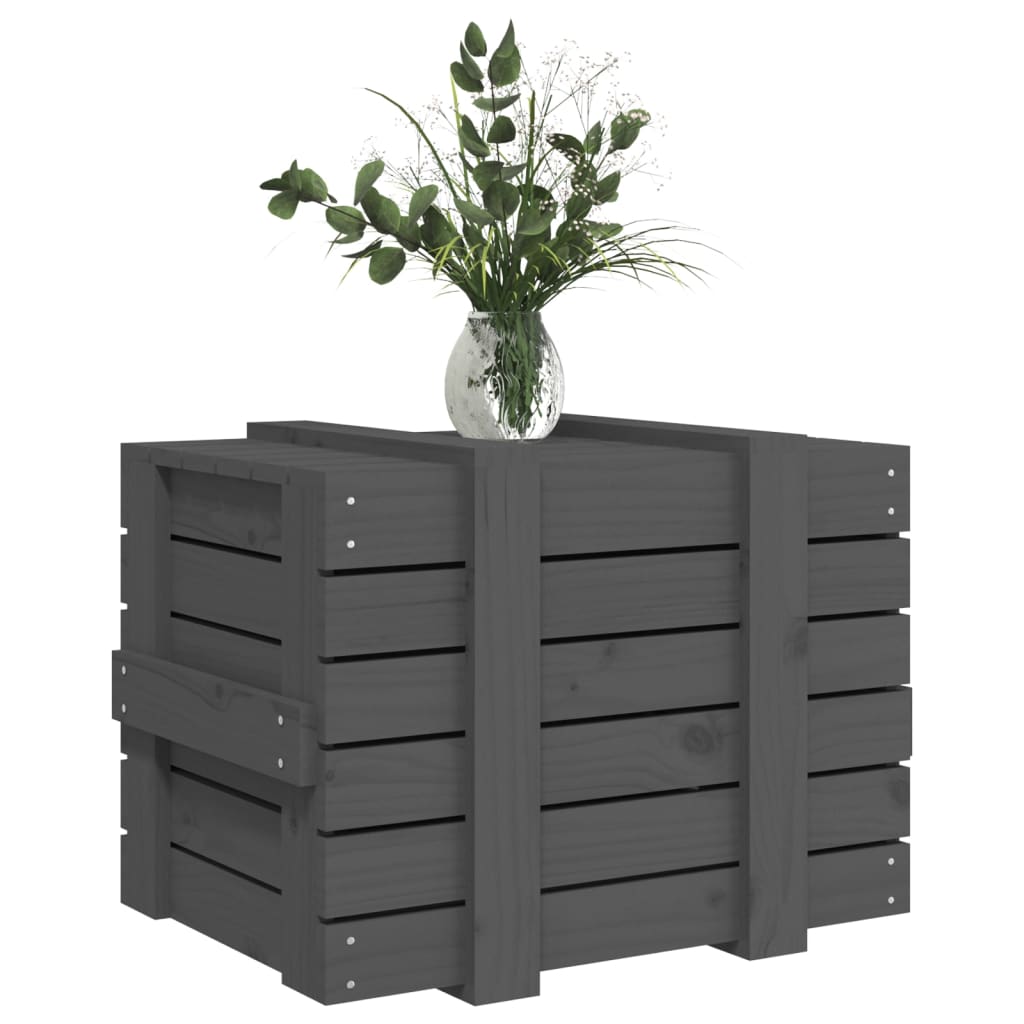 Opbergbox 58x40,5x42 cm massief grenenhout grijs