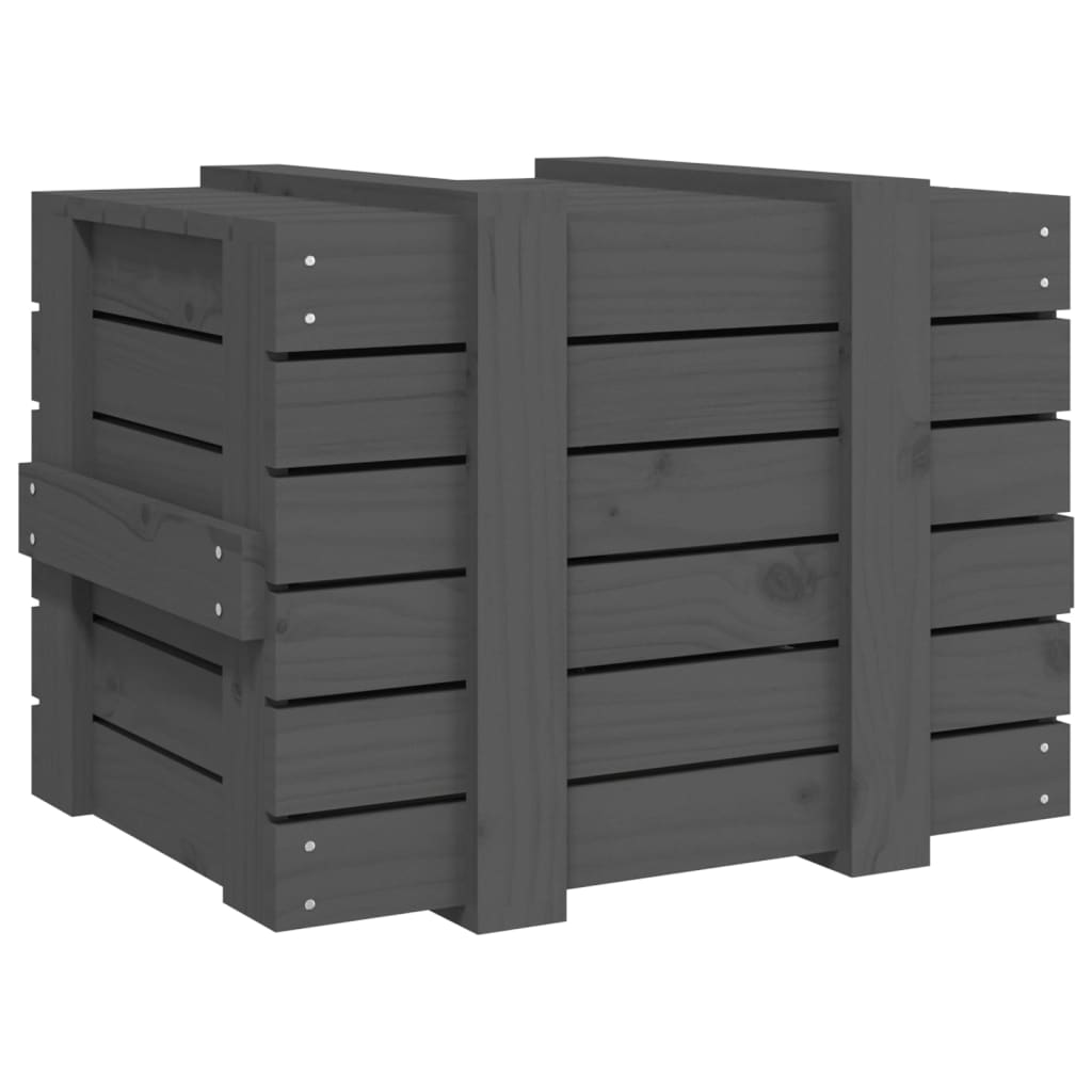 Opbergbox 58x40,5x42 cm massief grenenhout grijs