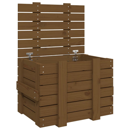 Opbergbox 58x40,5x42 cm massief grenenhout honingbruin