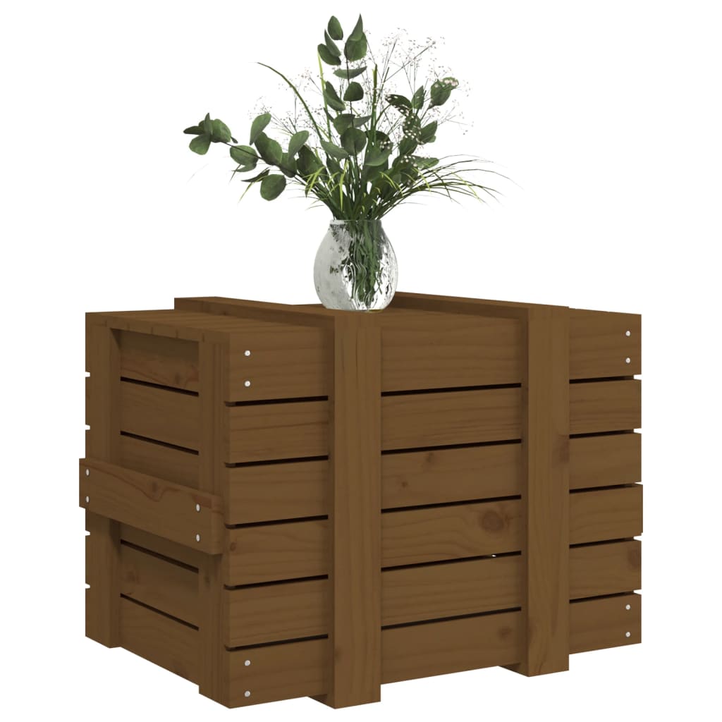 Opbergbox 58x40,5x42 cm massief grenenhout honingbruin