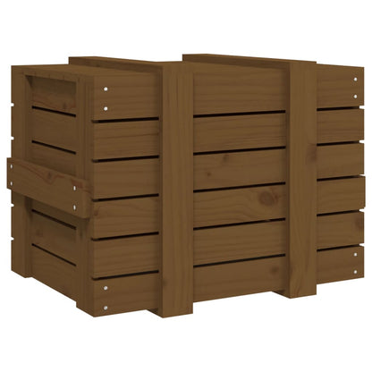 Opbergbox 58x40,5x42 cm massief grenenhout honingbruin