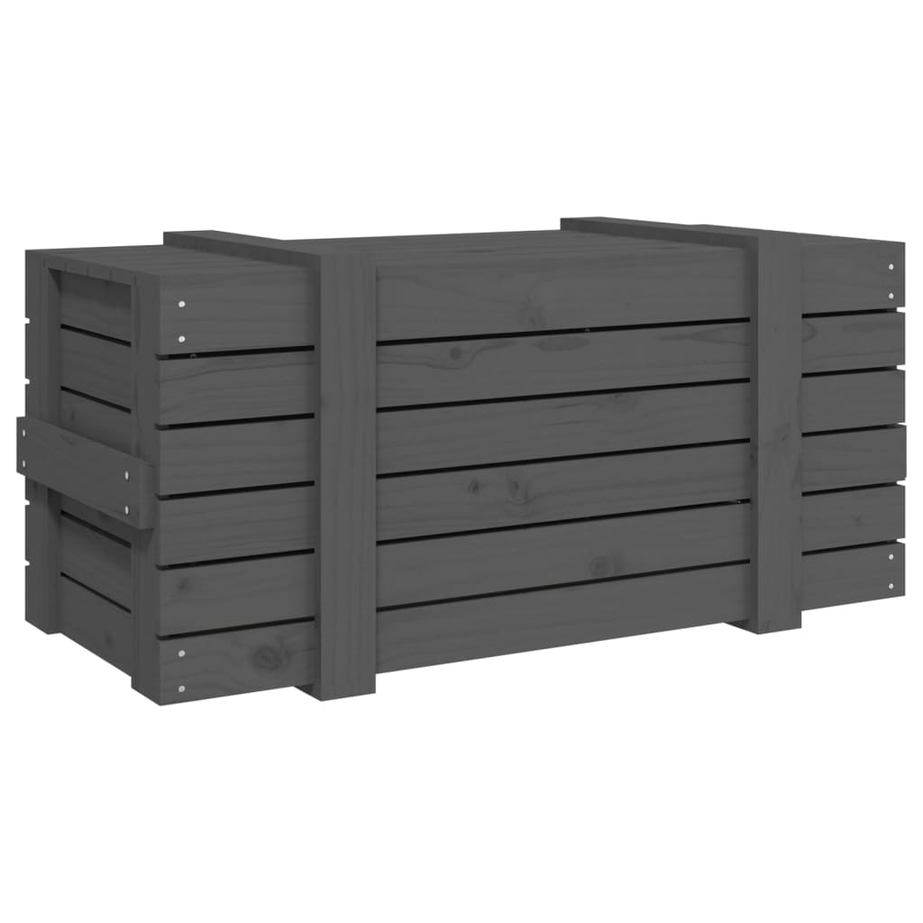 Opbergbox 91x40,5x42 cm massief grenenhout grijs