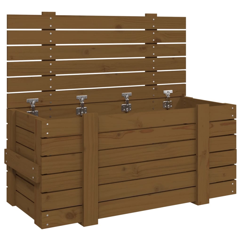 Opbergbox 91x40,5x42 cm massief grenenhout honingbruin