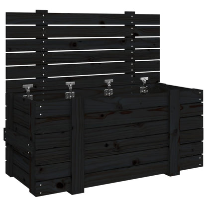 Opbergbox 91x40,5x42 cm massief grenenhout zwart