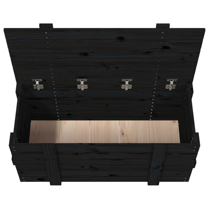 Opbergbox 91x40,5x42 cm massief grenenhout zwart