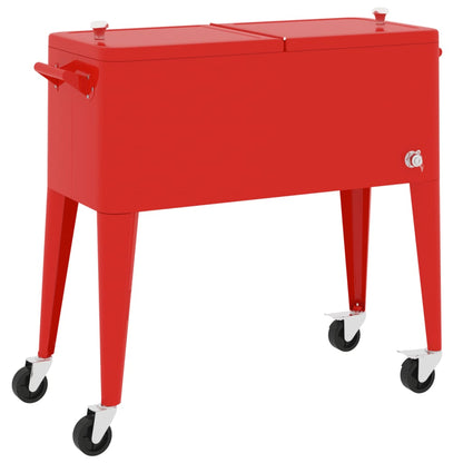 Koelbox op wielen 92x43x89 cm rood