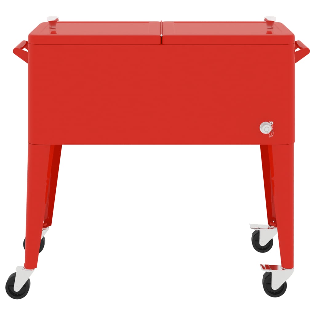 Koelbox op wielen 92x43x89 cm rood