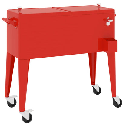 Koelbox op wielen 92x43x89 cm rood