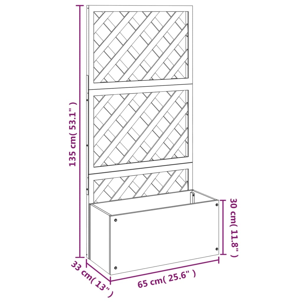 Plantenbak met latwerk 65x33x135 cm HKC