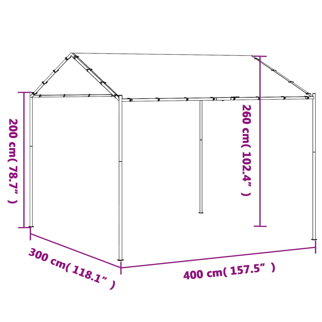 Tuinpaviljoen 4x3 m staal en stof beige