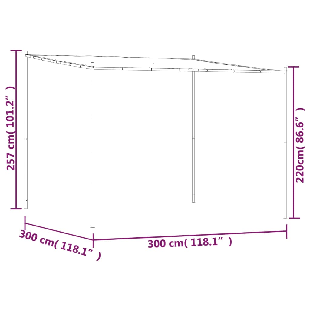 Prieel 3x3 m 180 g/m² stof en staal wit