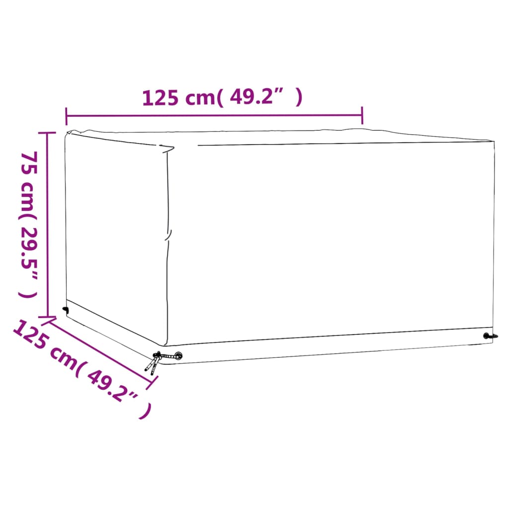 Tuinmeubelhoezen 2 st 8 ogen vierkant 125x125x75 cm