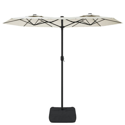 Parasol dubbel met LED's 316x240 cm zandwit