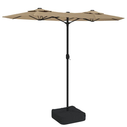 Parasol dubbel met LED's 316x240 cm taupe