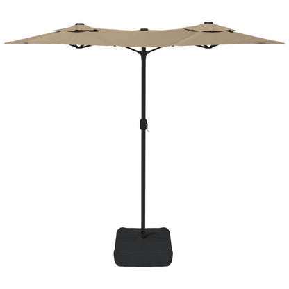 Parasol dubbel met LED's 316x240 cm taupe