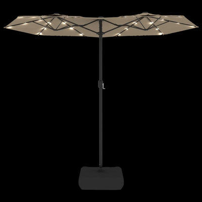 Parasol dubbel met LED's 316x240 cm taupe