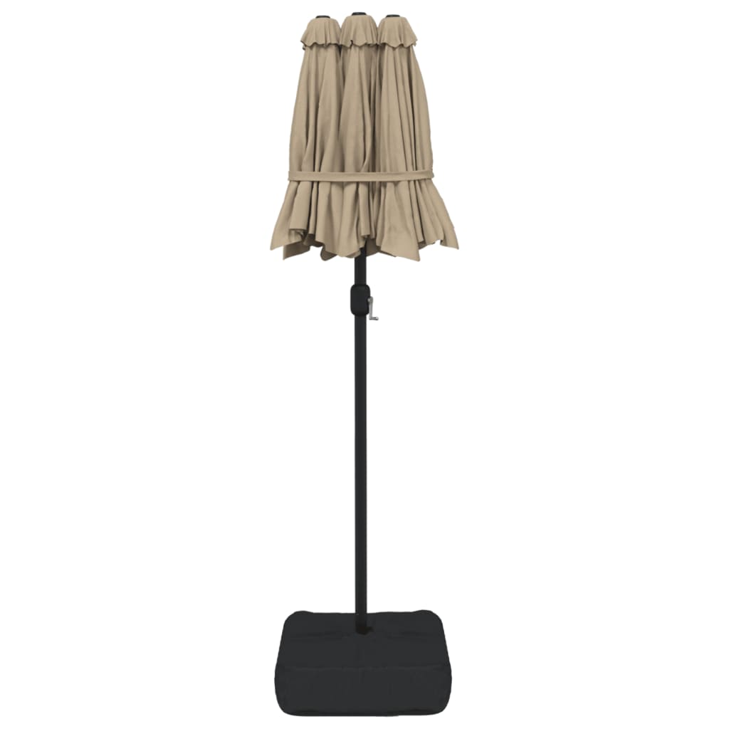 Parasol dubbel met LED's 316x240 cm taupe