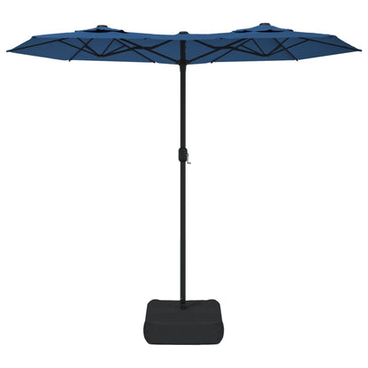 Parasol dubbel met LED's 316x240 cm azuurblauw