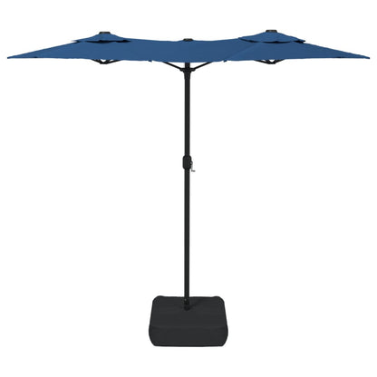 Parasol dubbel met LED's 316x240 cm azuurblauw