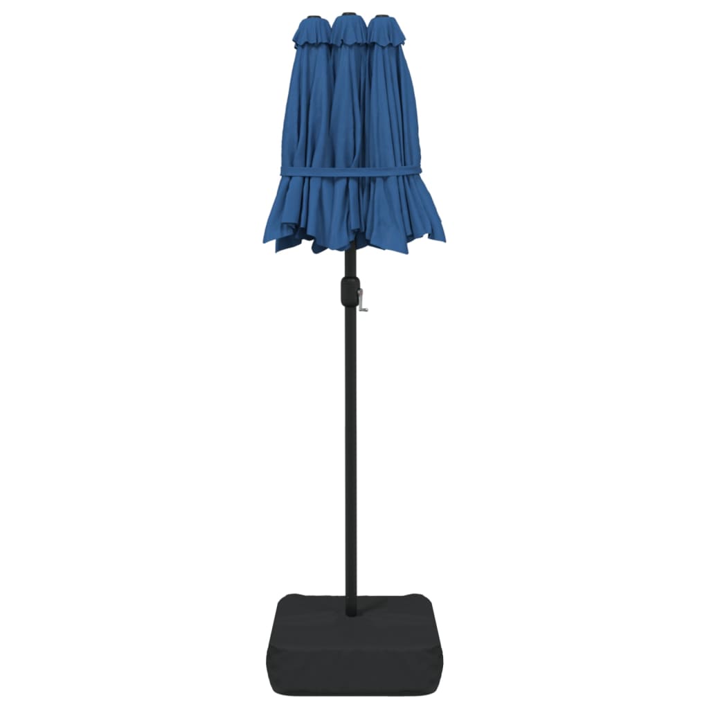 Parasol dubbel met LED's 316x240 cm azuurblauw