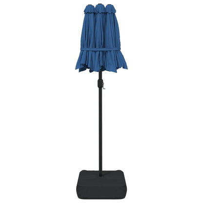 Parasol dubbel met LED's 316x240 cm azuurblauw