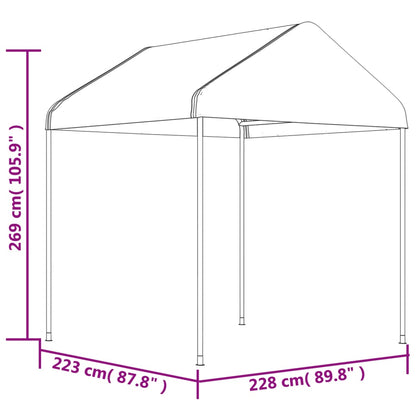 Prieel met dak 8,92x2,28x2,69 m polyetheen wit