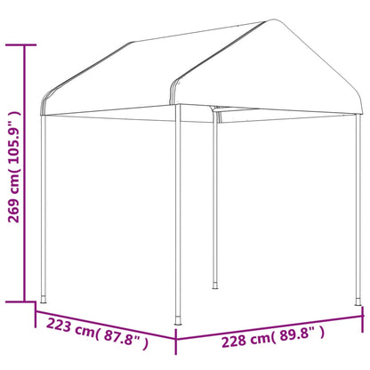 Prieel met dak 11,15x2,28x2,69 m polyetheen wit