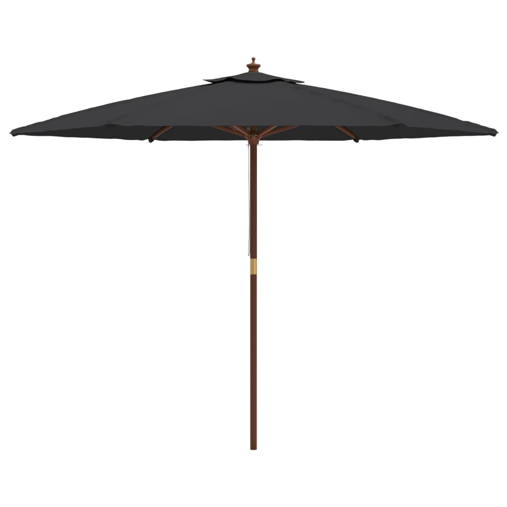 Parasol met houten paal 299x240 cm zwart