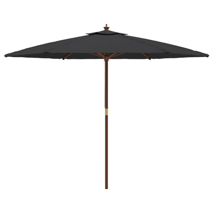 Parasol met houten paal 299x240 cm zwart