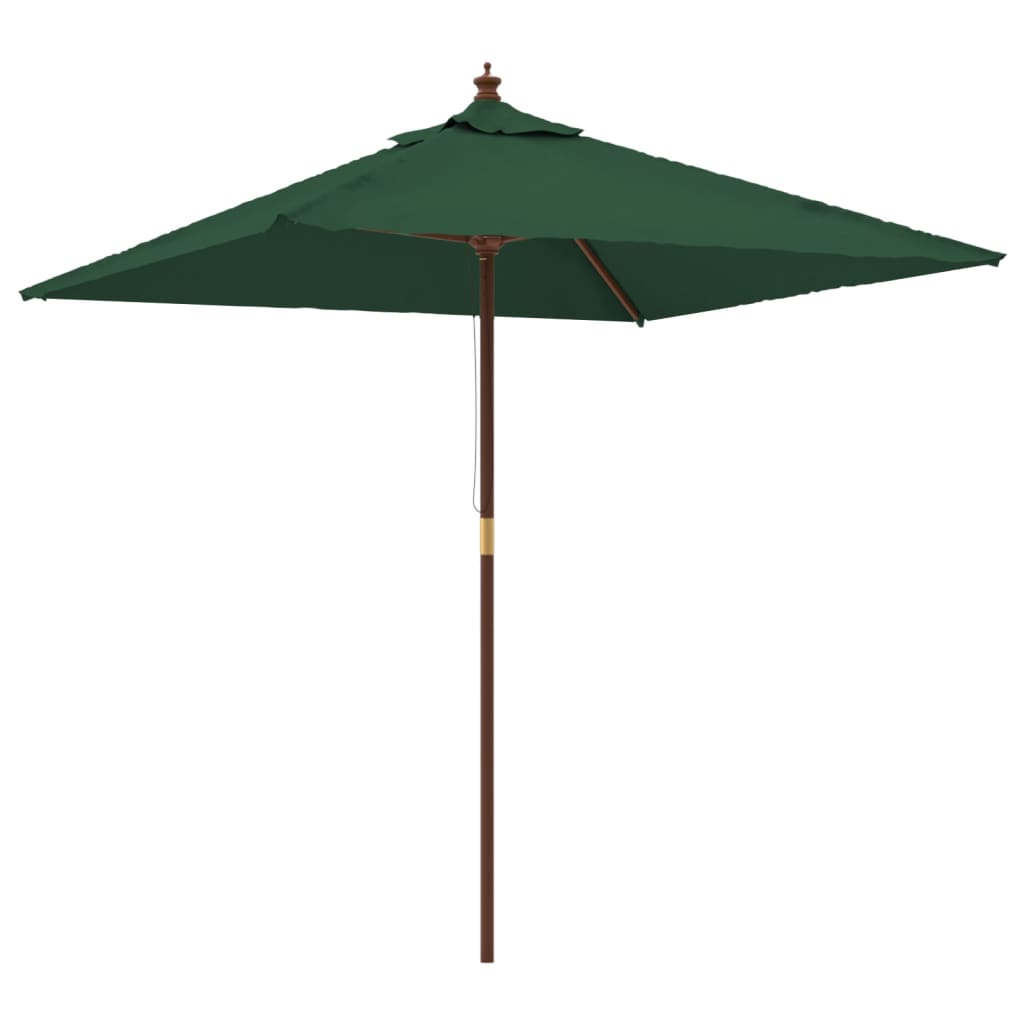 Parasol met houten paal 198x198x231 cm groen