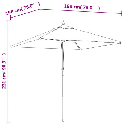 Parasol met houten paal 198x198x231 cm antracietkleurig