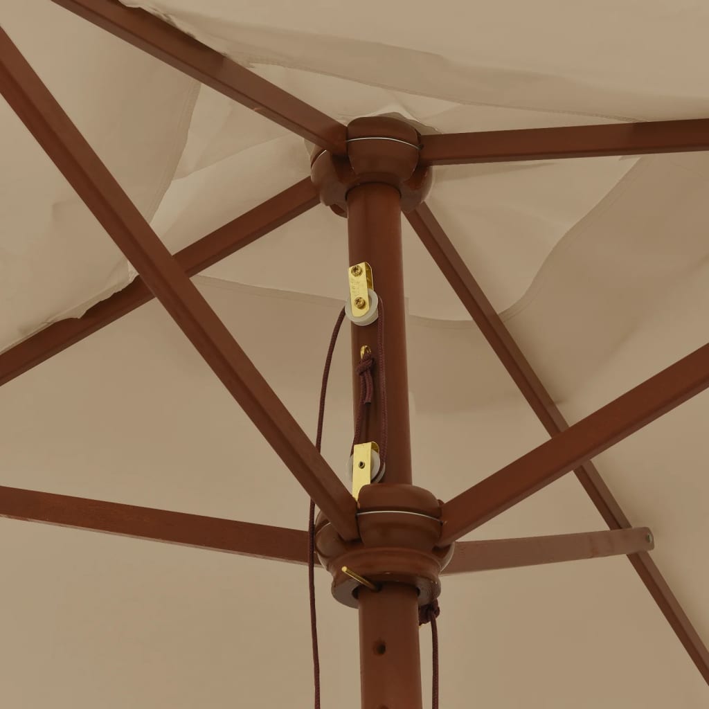 Parasol met houten paal 198x198x231 cm taupe