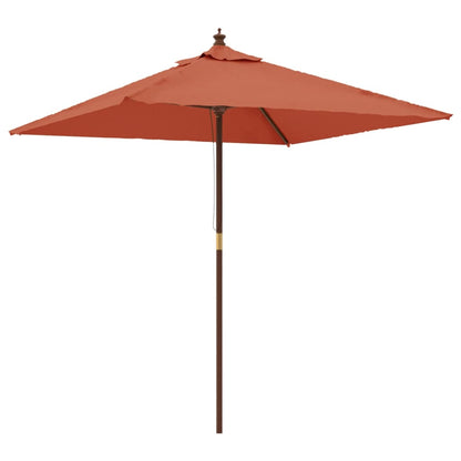 Parasol met houten paal 198x198x231 cm terracottakleurig