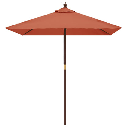 Parasol met houten paal 198x198x231 cm terracottakleurig