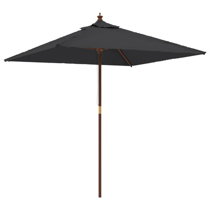 Parasol met houten paal 198x198x231 cm zwart