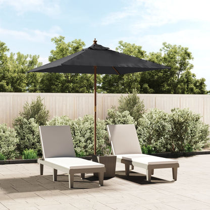 Parasol met houten paal 198x198x231 cm zwart