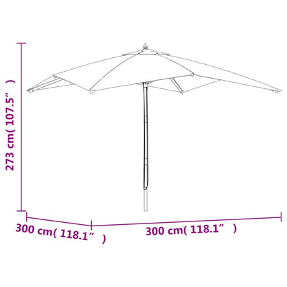 Parasol met houten paal 300x300x273 cm antracietkleurig